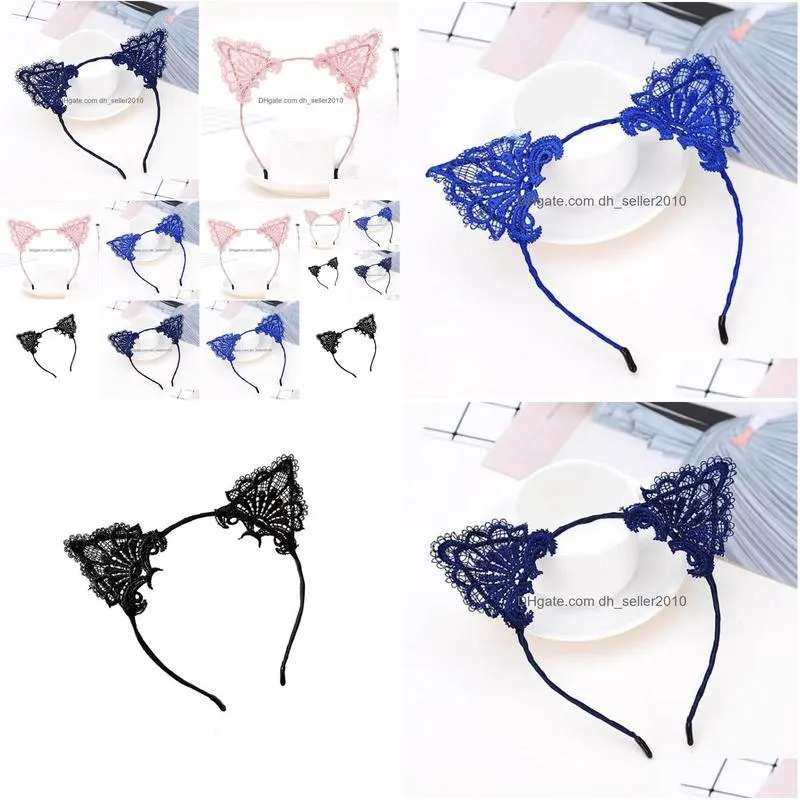 Other Fashion Accessories Lace Headband Cat Ear Girls Head Hoops Elastic Hair Band Wedding Party Pography Style Headwear Women Accesso Dhgl5