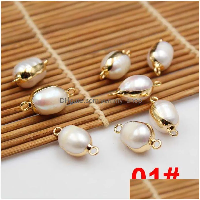 baroque oval loose beads gilt copper edging connector diy pearls for jewelry making