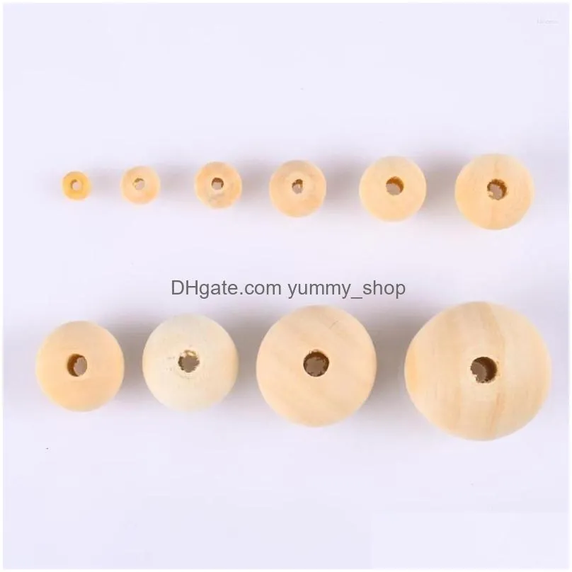 beads 6-30mm natural wood loose bead spacer lead- diy bracelet necklace charms round wooden ball for jewelry making