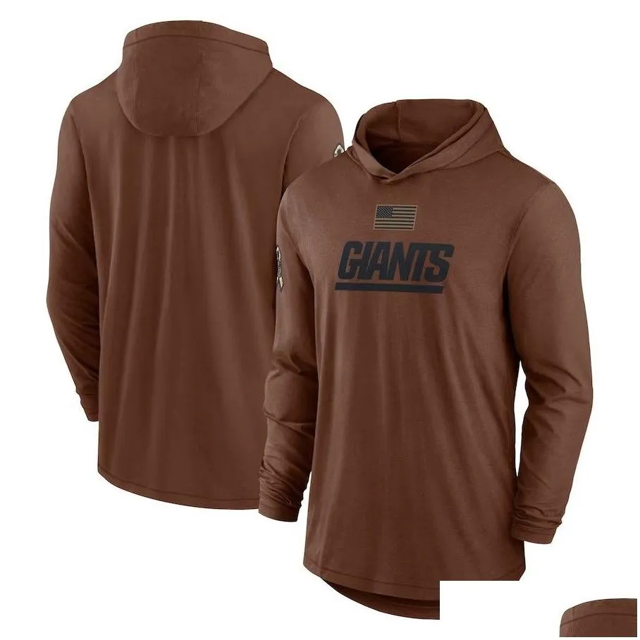 hoodie yorkgiantsmen women 2023 salute to service long sleeve t-shirt - brown