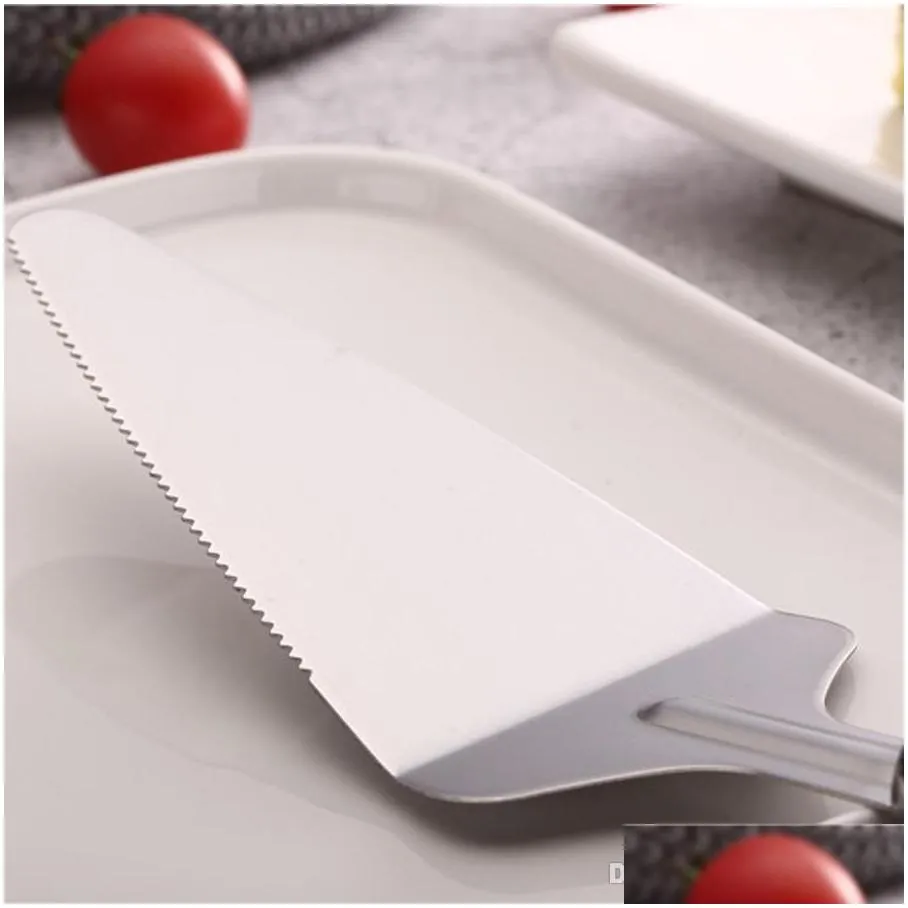 Dessert Cutlery Baking Tools Stainless Steel Cake Pizza Cheese Shovel Knife Kitchen Serrated Edge Cake Server Blade Cutter BH0612 TQQ