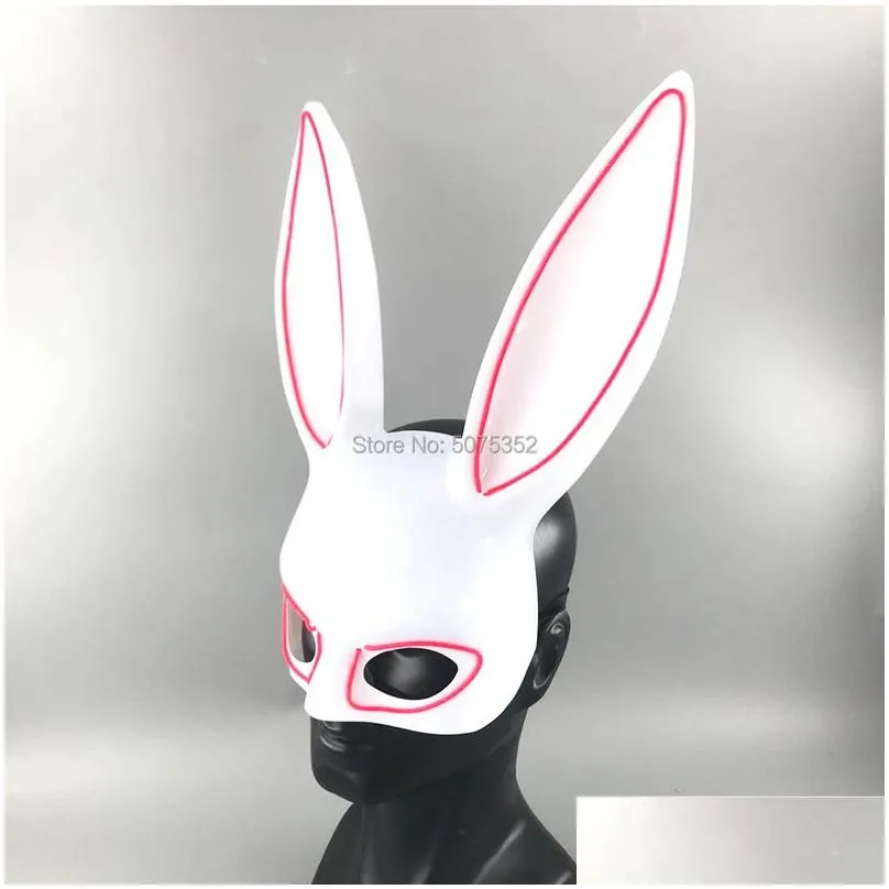 Party Masks Carnival El Wire Bunny Mask Masque Masquerade Led Rabbit Night Club Female For Birthday Wedding Party 220715 Drop Delivery Dhmdw