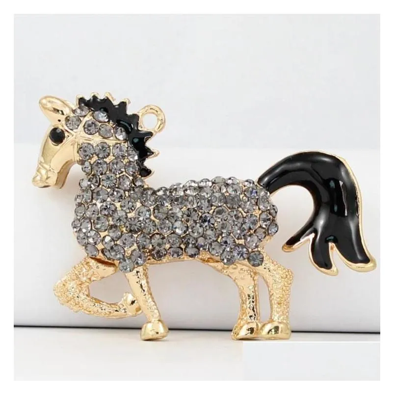 Skillf Manufacture Big Tail Horse Key Chain With Crystal Ring Cute Metal 3 Drop Delivery Dhkzw