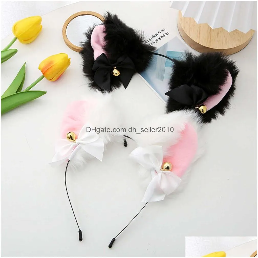 Other Fashion Accessories Beautif Masquerade Halloween Cat Ears Headwear Cosplay Ear Party Costume Bell Headband Hair Accessoriescospl Dhgqh