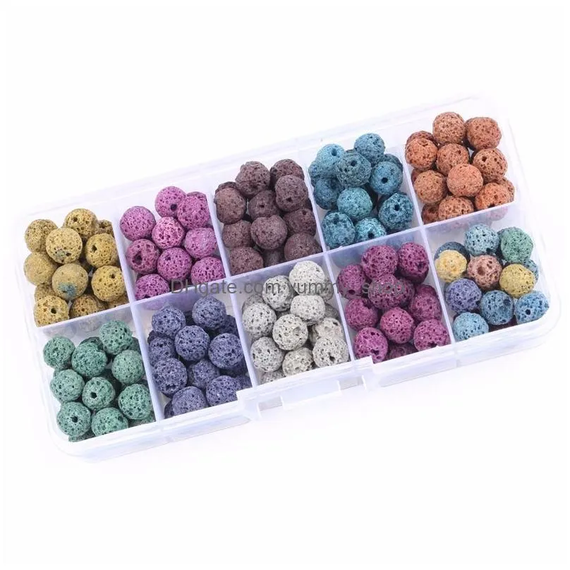 180pcs 8mm colored lava stone beads round rock beads loose beads volcanic gemstone for bracelet necklace jewelry making