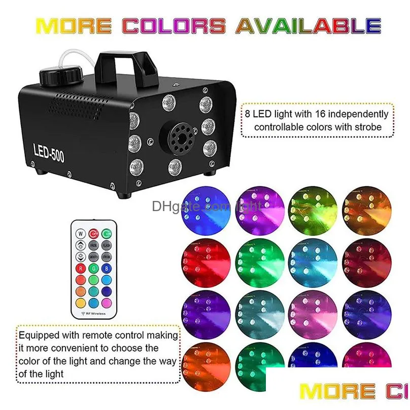 rgb led smoke machine 500w 8 leds fog machine halloween fogger smoking machines dj club stage lighting