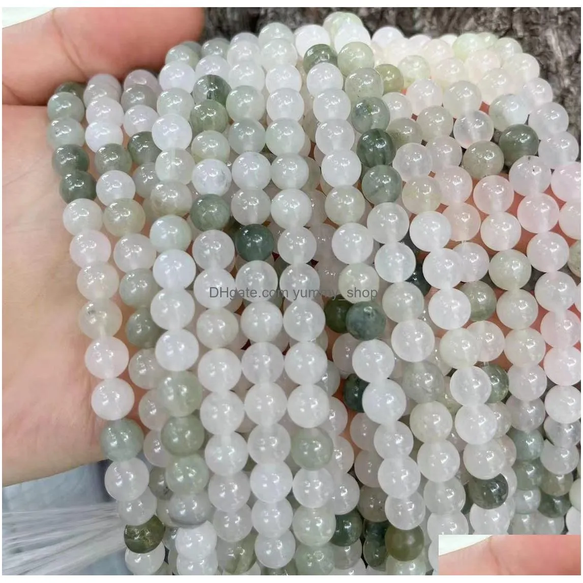  style natural ice jade loose beads no optimized blue silk white jade round beads necklace bracelet semi-finished handmade diy jewelry