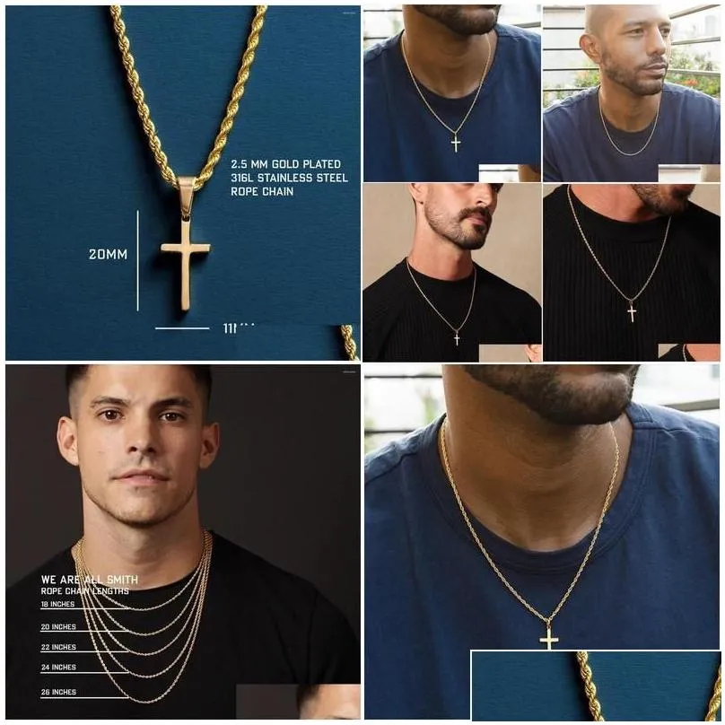 chains men cross necklace waterproof stainless steel twist chain jewelry statement sier pendant birthday gifts for boyfriend drop deli