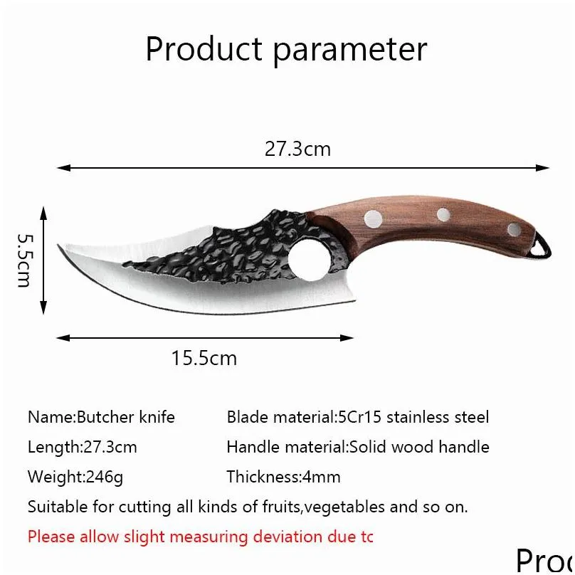 6 meat cleaver butcher knife stainless steel hand forged boning knife chopping slicing kitchen knives cookware camping kinv313e