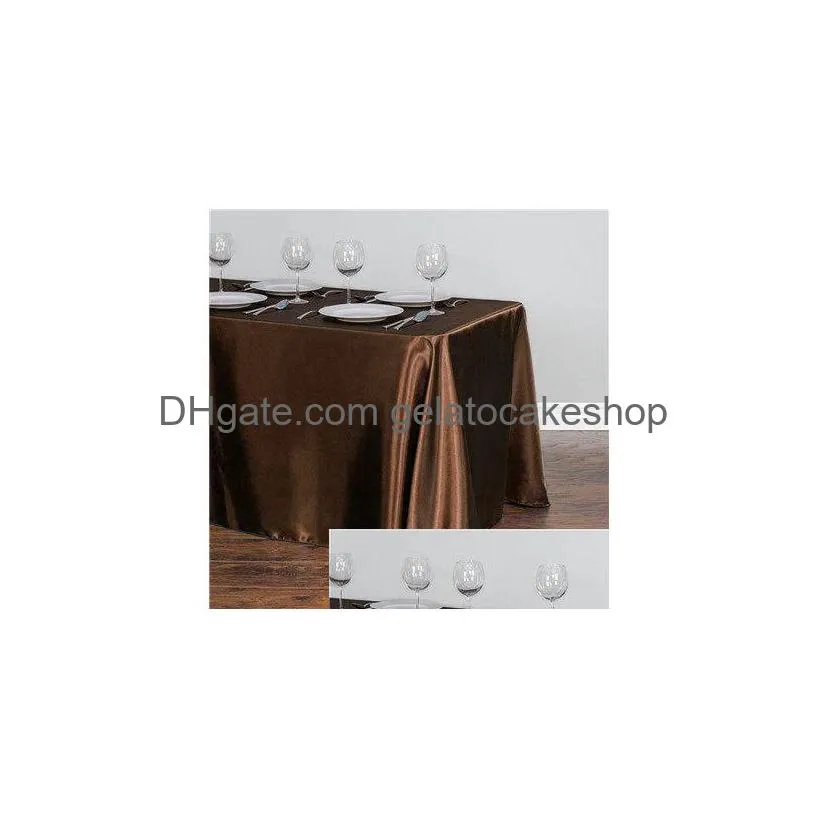 1pcs solid color satin table cloth cloth cover overlay for birthday wedding banquet restaurant festival party supply 220513