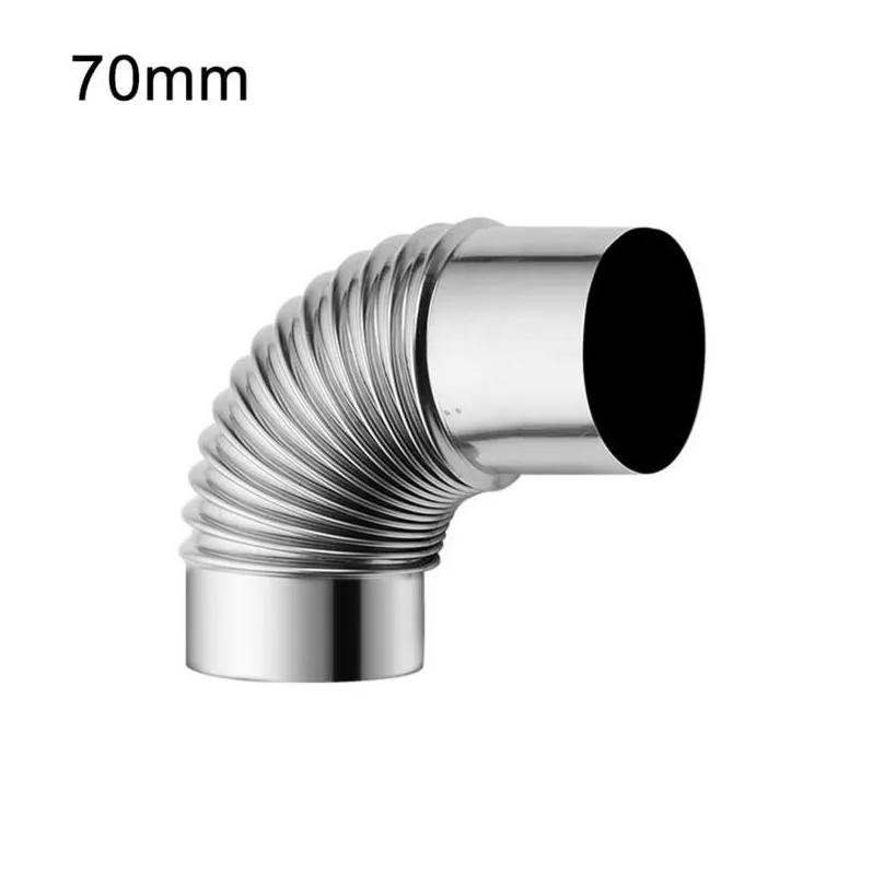 stainless steel stove pipe chimney flue liner 90 elbow knee furnace silver gas heater accessories 20cm 70mm 220505