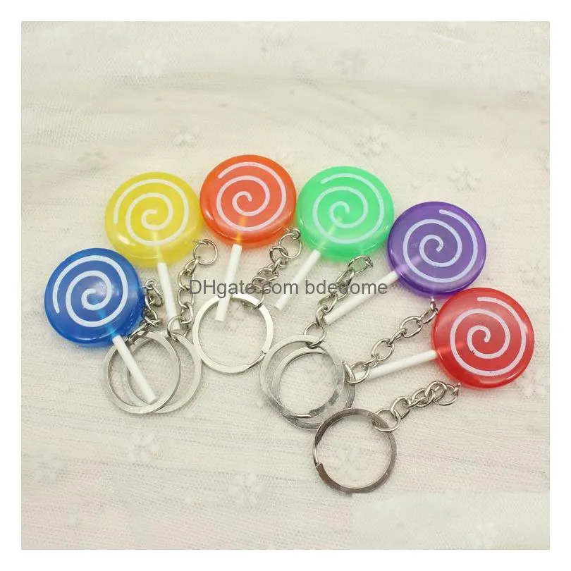 The Simation Snacks Candy Lollipop Shape Key Chain Lovely Rainbow Color Ring Mticolor Random Send Drop Delivery Dhlw6