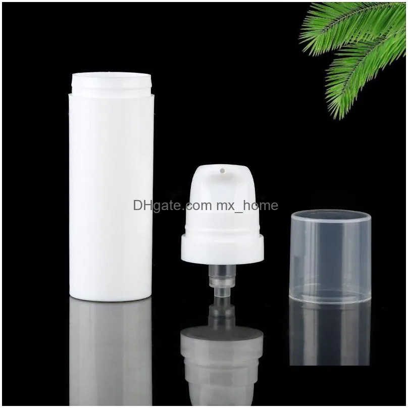 wholesale 10ml 15ml white airless bottle lotion pump mini sample and test bottles vacuum container cosmetic packaging