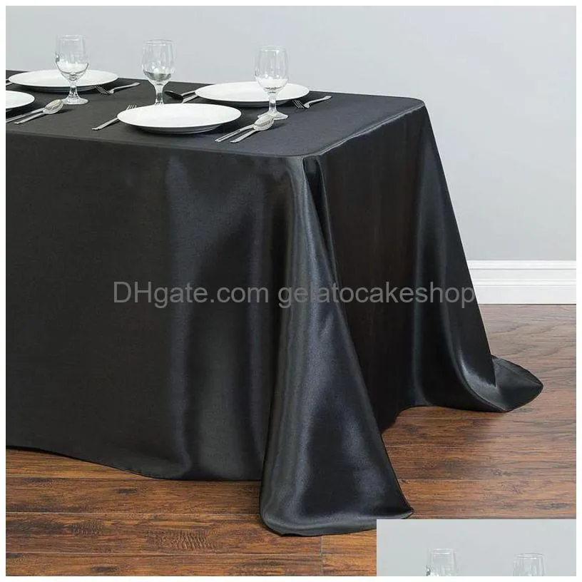 1pcs solid color satin table cloth cloth cover overlay for birthday wedding banquet restaurant festival party supply 220513