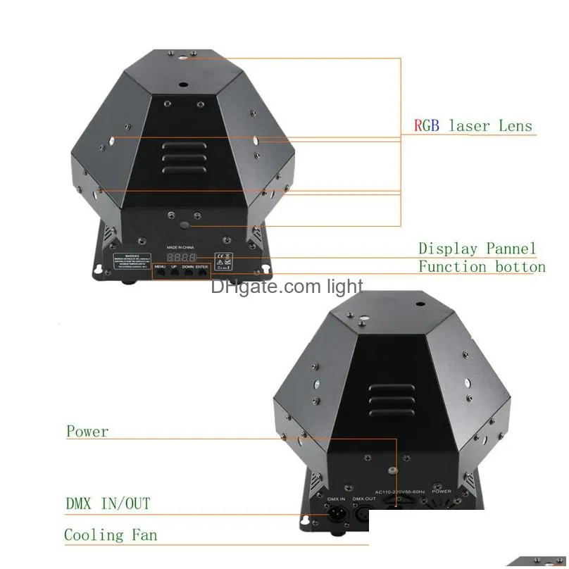 mini 360 degree 11 eyes rgb rotating dmx move beam gobos laser light home gig party dj stage lighting sound auto 360r