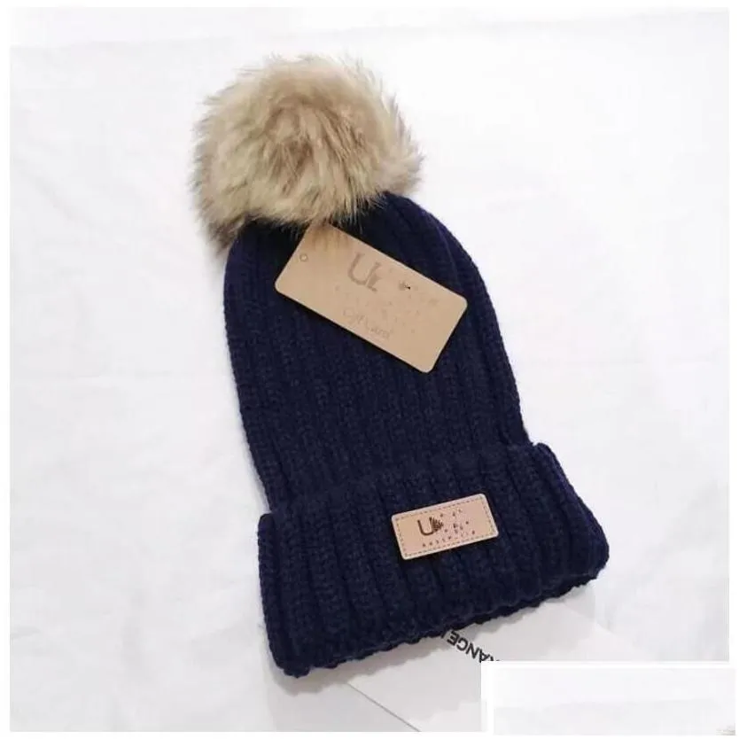 beanie/skull caps beanie cap mens designer bucket hats fashion women ladies warm winter large faux fur pom poms bobble hat outdoor