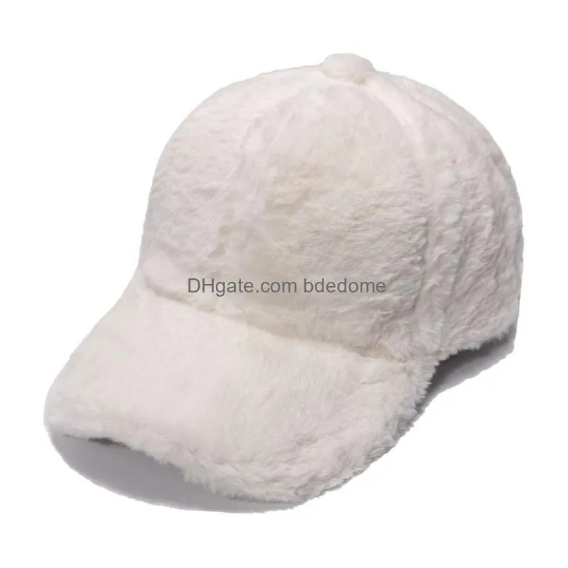 Winter Warm Rabbit Fur Baseball Cap Tide Outdoor Sports Thickening Solid Color Leisure Feather Caps For Woman Fashion Street Horsetail Dhwvx