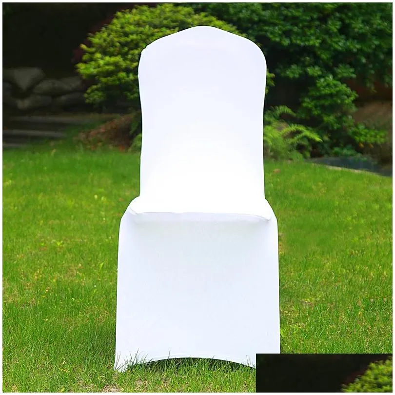 Chair Covers 50/100Pcs El White Chair Er Office Lycra Spandex Ers Weddings Party Dining Christmas Drop Delivery Home Garden Home Texti Ot5Gd