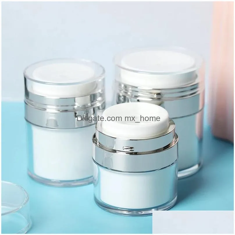 wholesale 15g 30g 50g cosmetic jar empty acrylic cream container vacuum bottle airless refillable container press lotion pump bottles