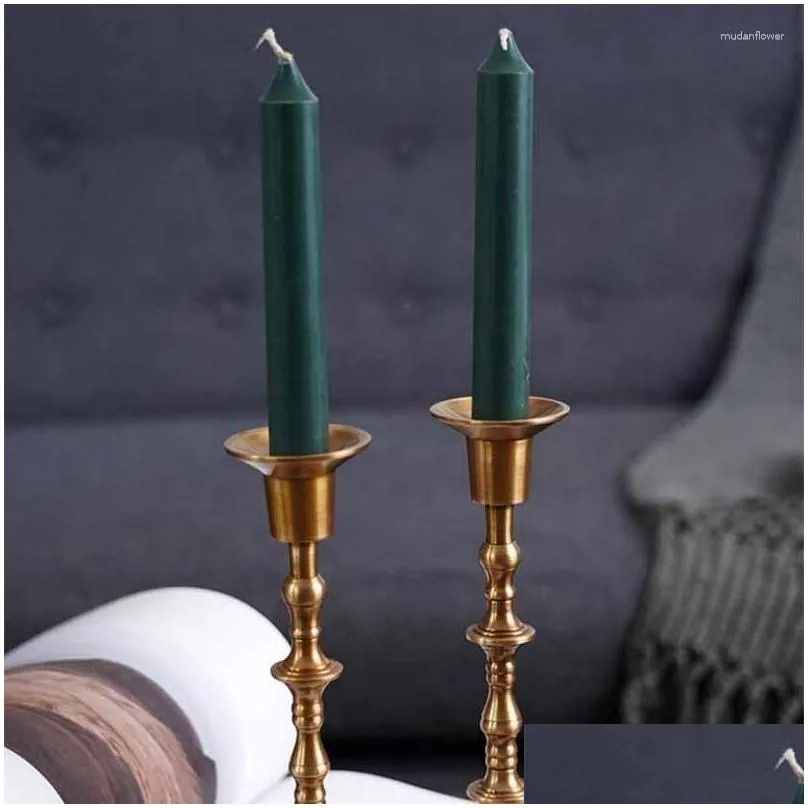 Candle Holders Candle Holders Nordic Style Metal Romantic Vintage Brass Stick Wedding Geometric Chandelier Bougeoir Drop Delivery Home Otc4P