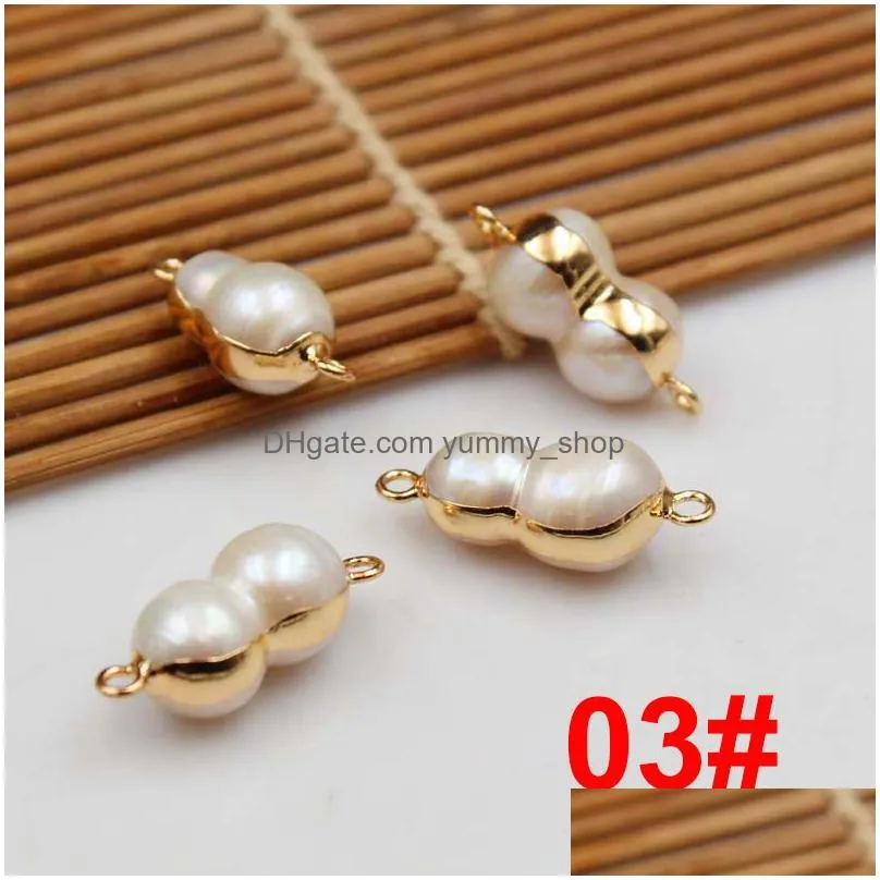 baroque oval loose beads gilt copper edging connector diy pearls for jewelry making