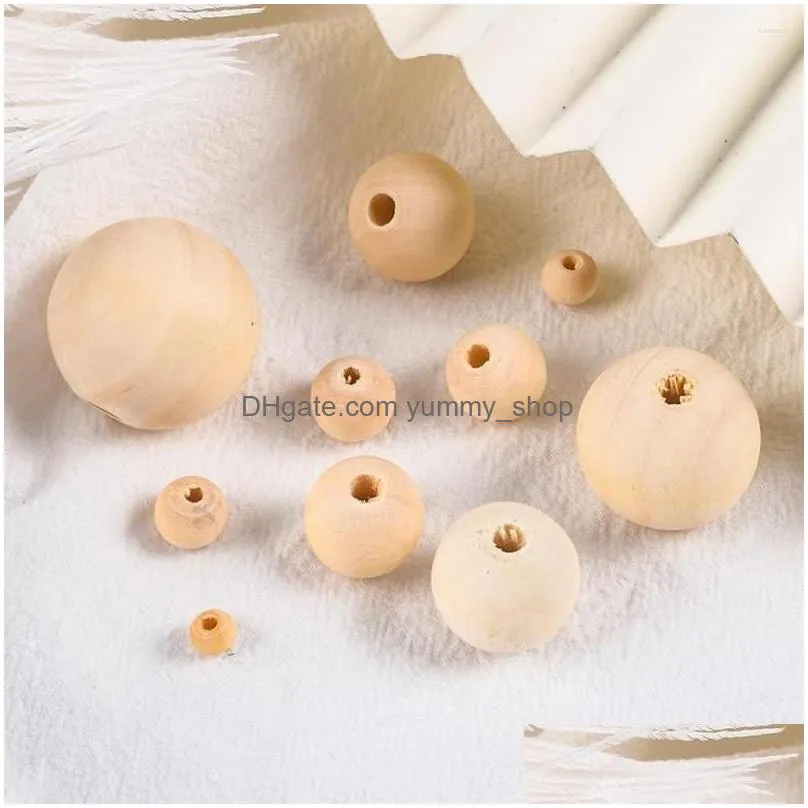 beads 6-30mm natural wood loose bead spacer lead- diy bracelet necklace charms round wooden ball for jewelry making
