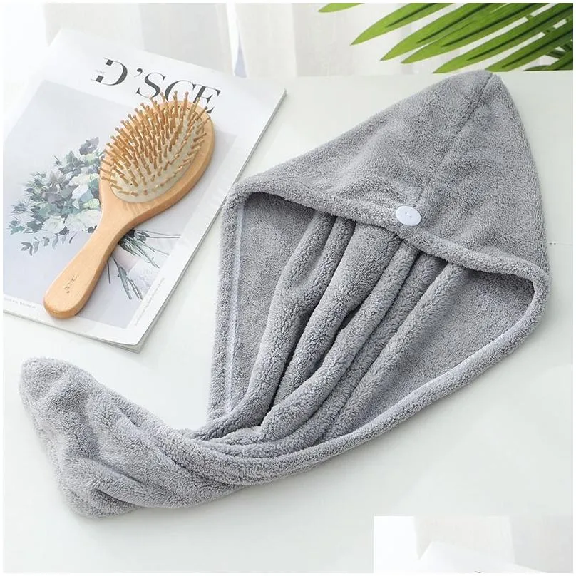 Towel Dry Hair Caps Microfiber Quick Shower Magic Absorbent Towel Drying Turban Wrap Spa Bathing Cap Hha-1669 Drop Delivery Home Garde Dhyju