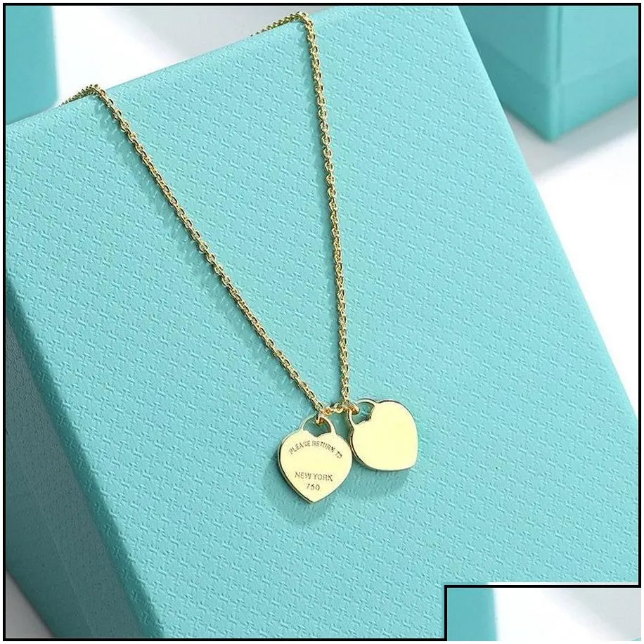 pendant necklaces pendant necklaces design brand classic double heart love necklace clavicle cupronickel gold sier for women jewelry