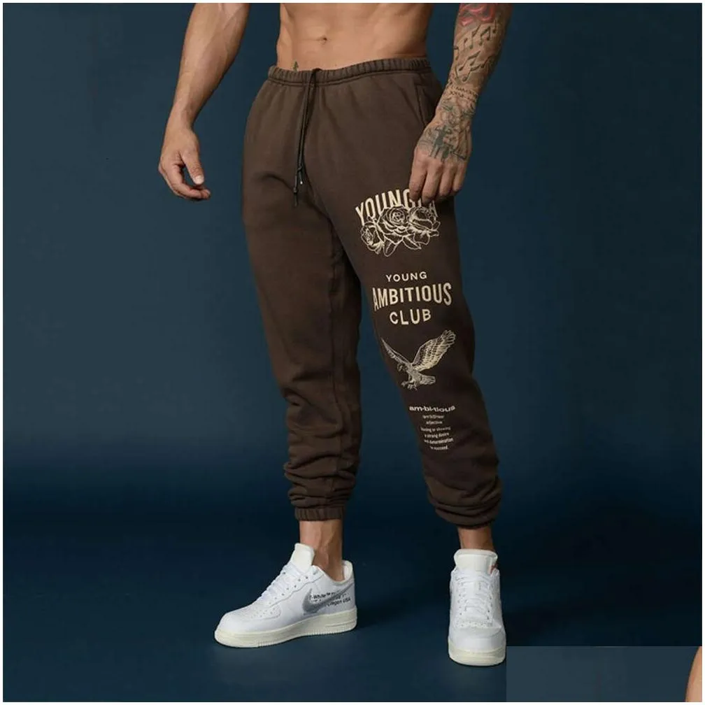 youngla mens american style sports leisure gym running fitness training pants