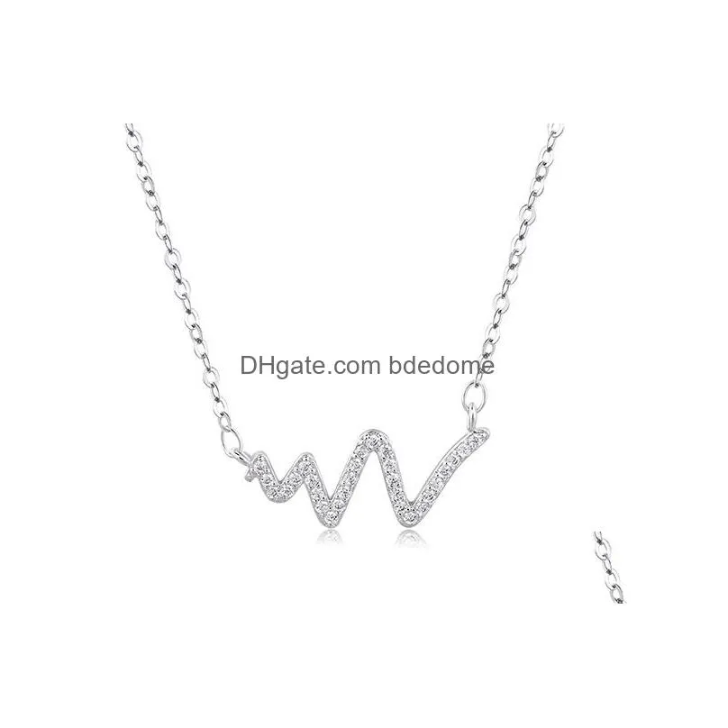 1 Pcs Cute Dolphin Necklace With Diamond Pendant Plated Sier Clavicle Chain In Box Girl Nice Gift Ship Drop Delivery Dhxto