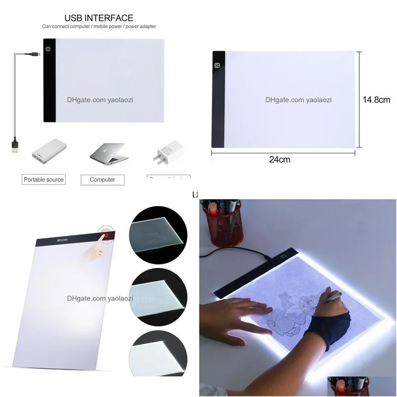 wholesale painting pens graphics tablet led tracing light box board art tattoo drawing pad table threelevel stencil display 24148cm