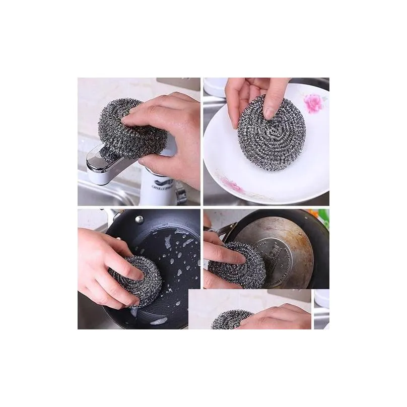 Sponges & Scouring Pads Kitchen Stainless Steel Wash Pot Household Department Store Dish Washing Decontamination Clean Wire Ball Large Otwhz