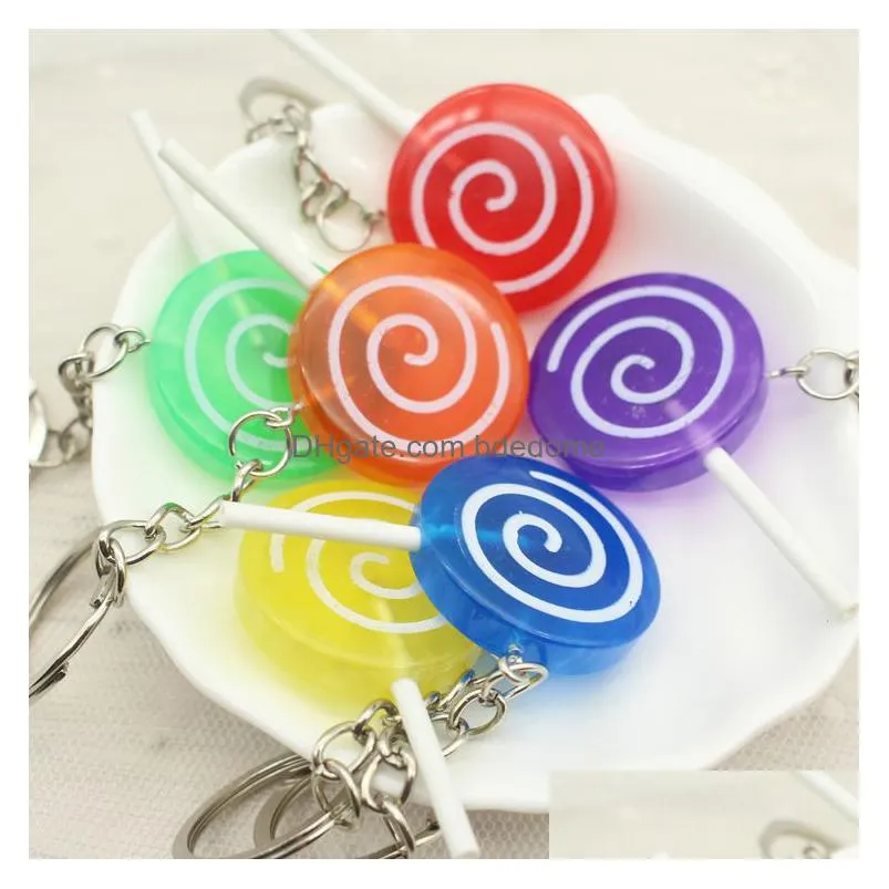 The Simation Snacks Candy Lollipop Shape Key Chain Lovely Rainbow Color Ring Mticolor Random Send Drop Delivery Dhlw6