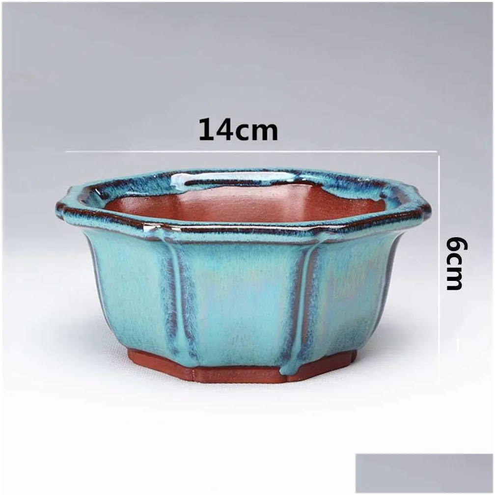 Planters & Pots Chinese Style Bonsai Pots Breathable Stoare With Holes Training Flowerpot Ceramic Crafts 210712 Drop Delivery Home Gar Ot8Sz