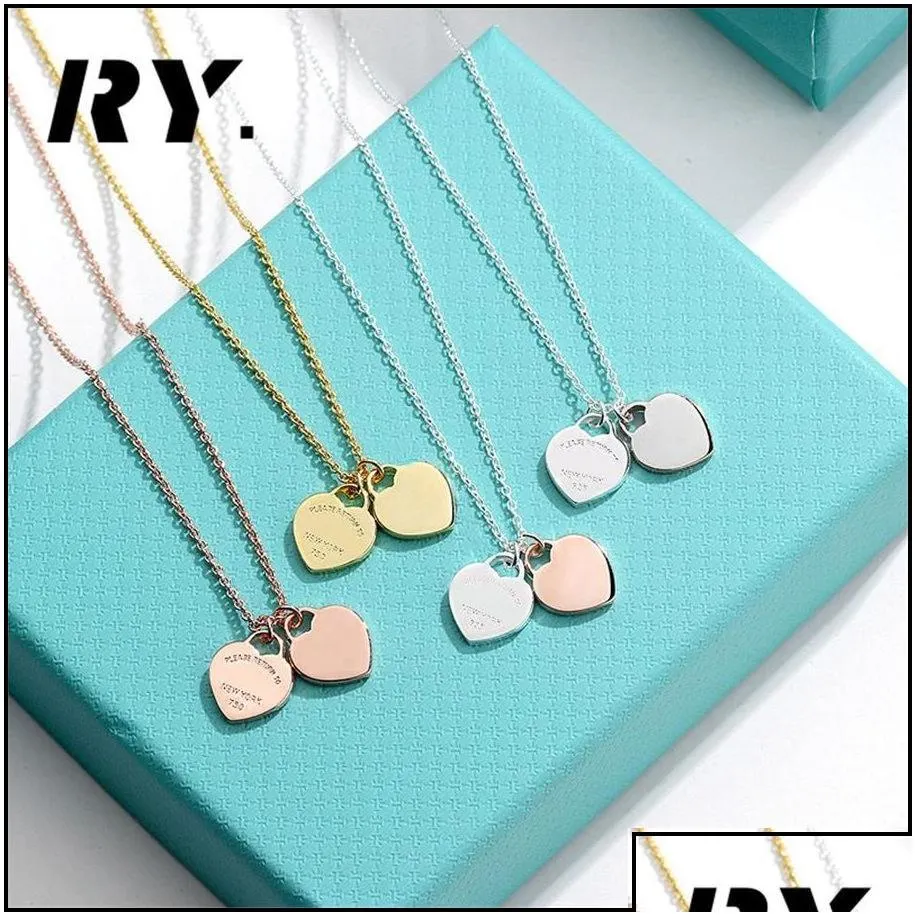 pendant necklaces pendant necklaces design brand classic double heart love necklace clavicle cupronickel gold sier for women jewelry