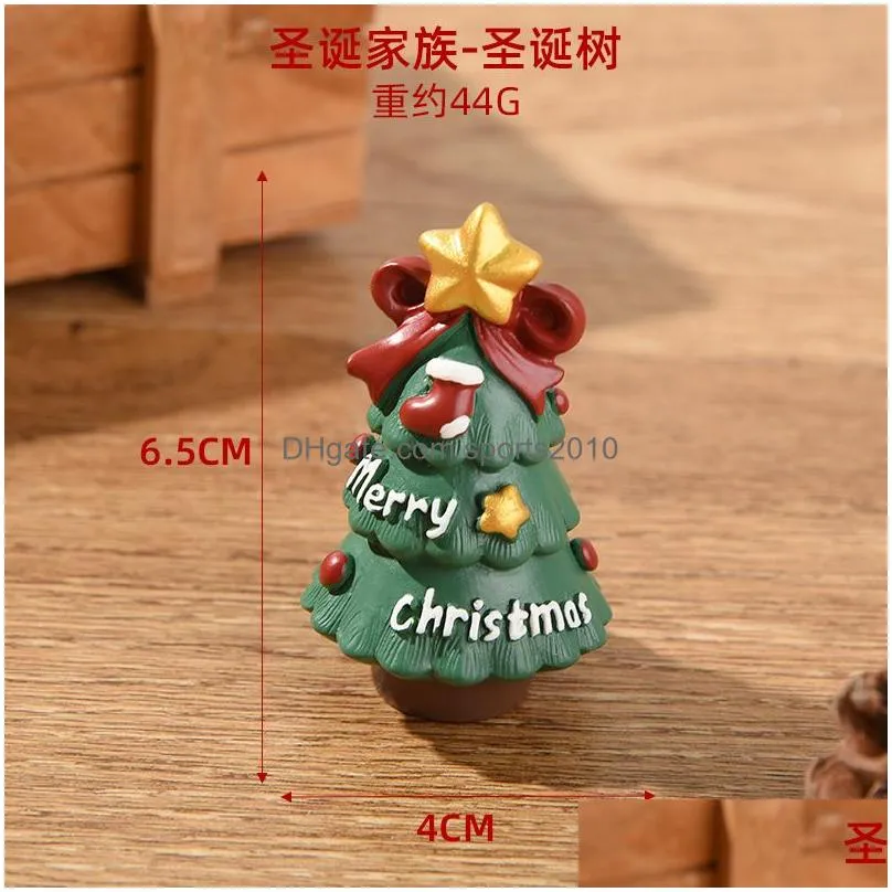 Interior Decorations Christmas Decorations Resin Small Animal Ornaments Mini Tree Santa Claus Party Gift Drop Delivery Automobiles Mot Dhbxq