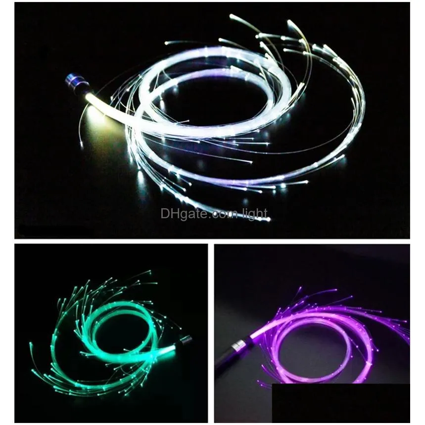 led fiber optic whip stage lighting usb rechargeable optical hand rope pixel light-up whip flow toy dance party lighting show for