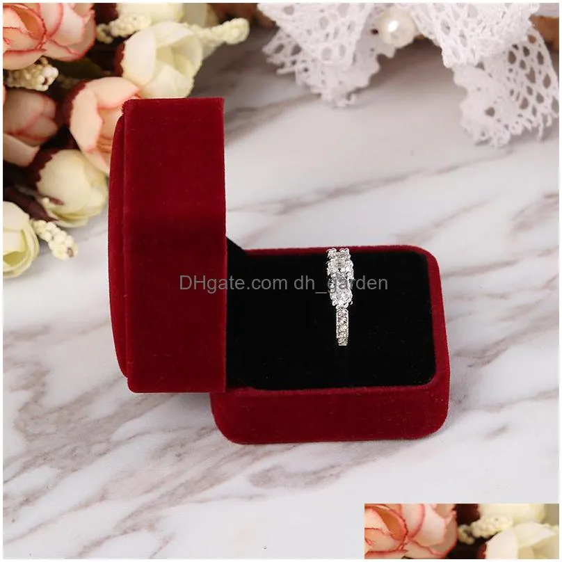  elegant simplicity velvet engagement wedding earring ring pendant jewelry display colorful storage box case