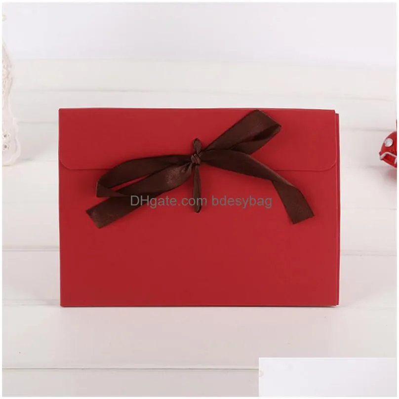 24x18x0.7cm bow envelope kraft paper pocket bag kerchief handkerchief silk scarf packing boxes envelope box lx0583