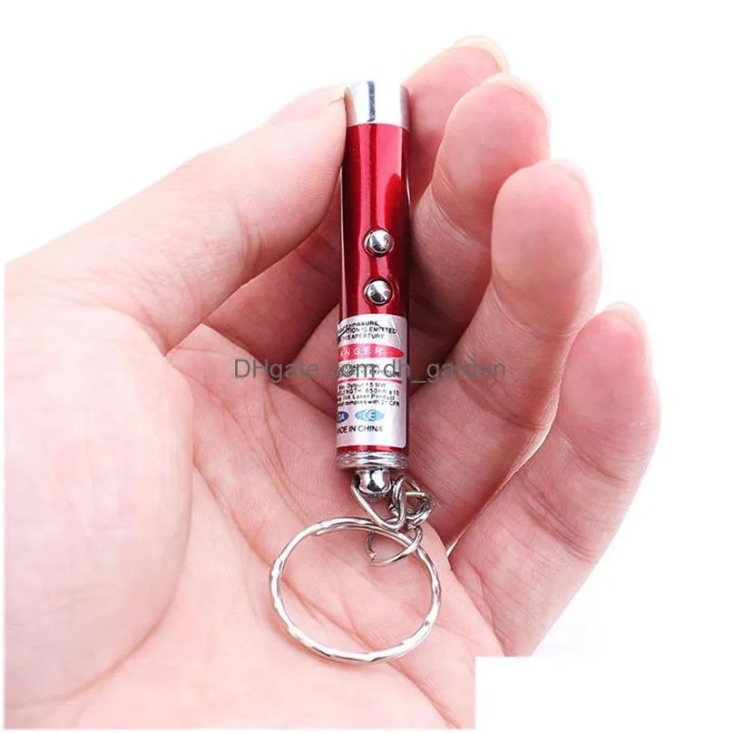 wholesale 2in1 red laser pointer pen key ring with white led light show portable keychain for funny cats pet toys