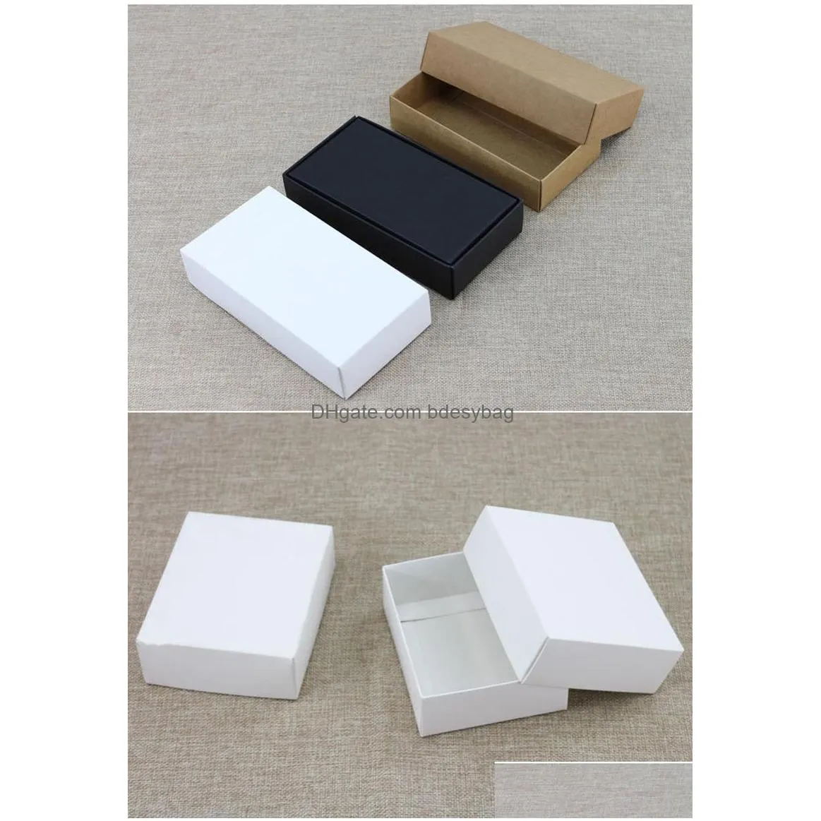 10 sizes kraft black white gift packaging box kraft blank carton paper gift paper box with lid gift carton cardboard box lz1804