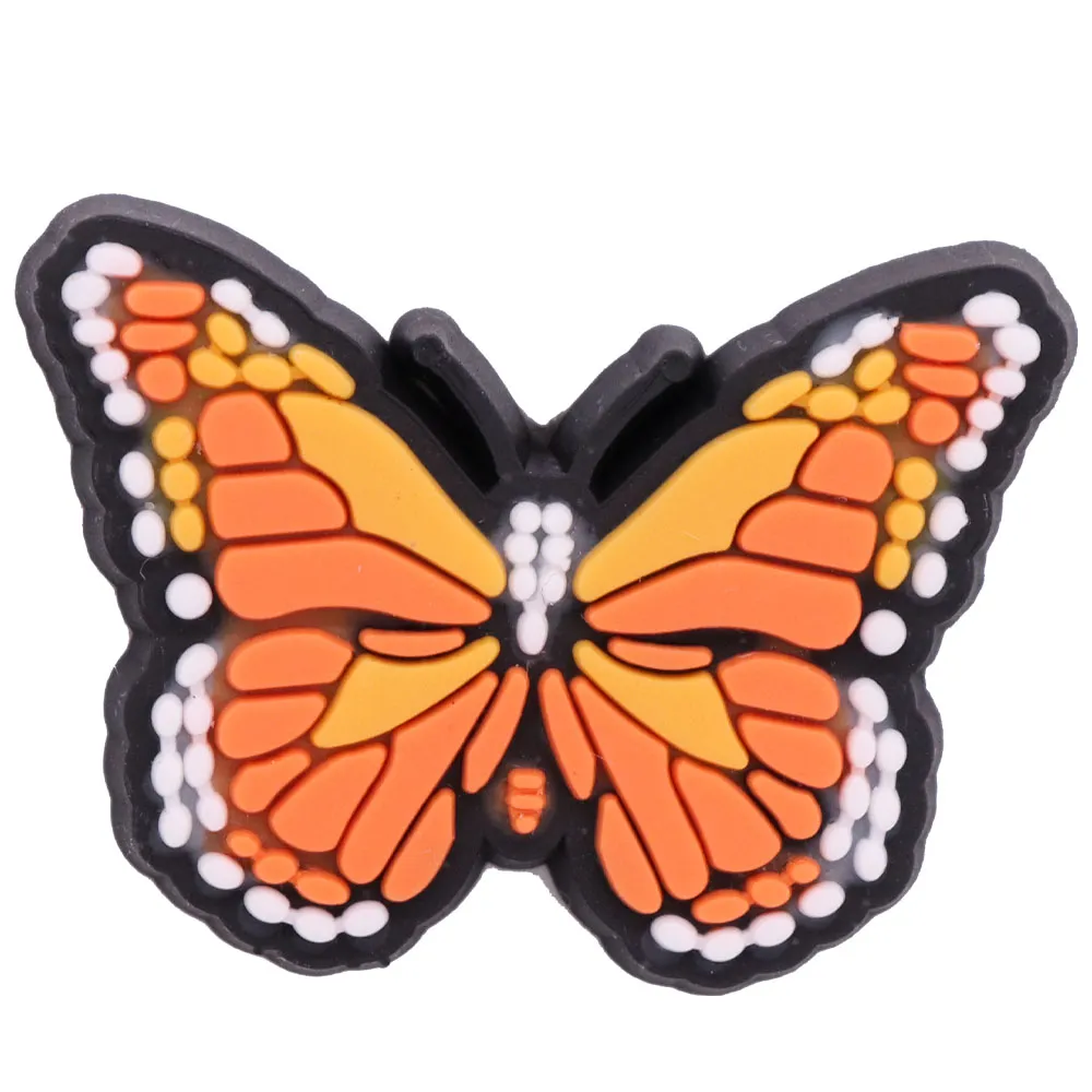 1 9pcs cartoon butterfly insect animals croc jibz shoes charms pvc garden shoes accessories decorations diy backpack wristbands