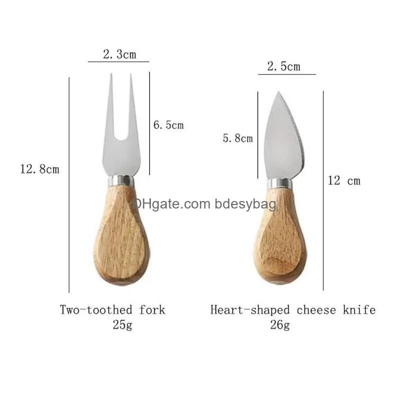 4pcs/set cheese knife set stainless steel cheese knife wood handle butter cutter cheese tool set lz0851