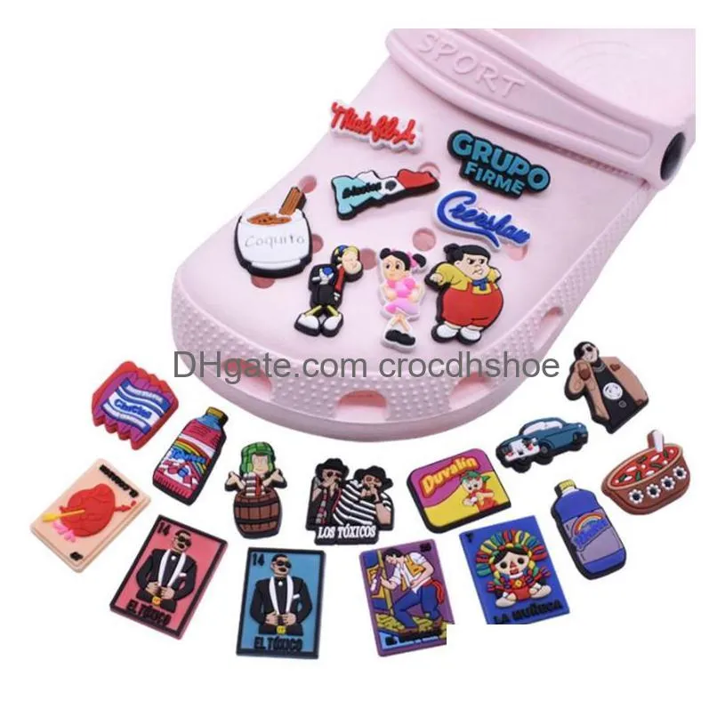cheaper 9 styles croc charms accessories pink clog charm pvc rubber shoes buckles personality logo shoe decoration