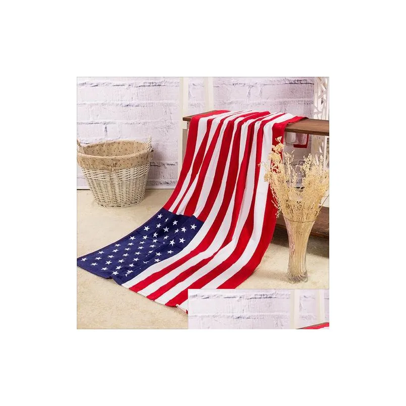 Carpets 100% Cotton Beach Towel Drying Washcloth Swimwear Shower Towels Usa Uk Canada Flag Dollar Design Bath Drop Delivery Home Garde Dh6L2