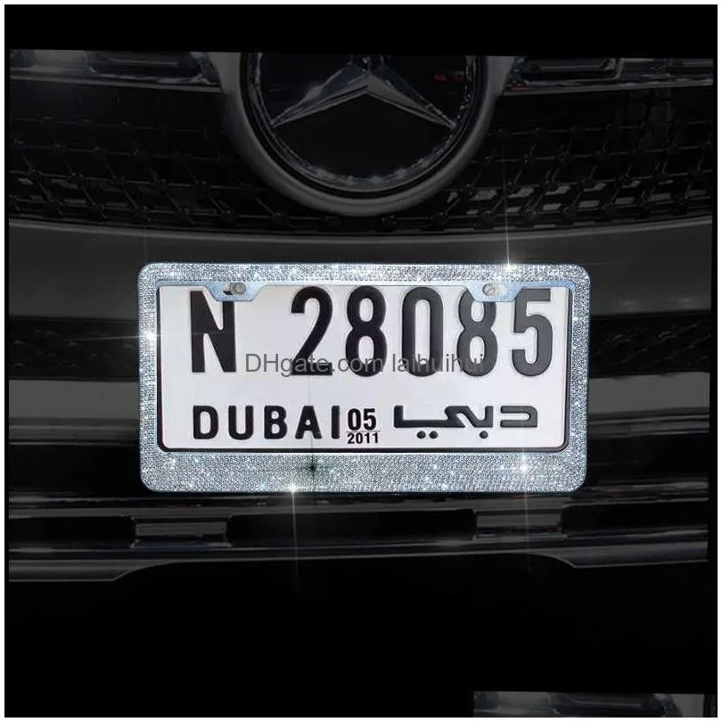 luxurious diamond bling car plate frame license plate frame for women car bling accessories for girl woman wholesale