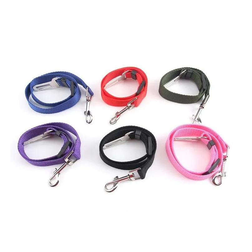 Dog Collars & Leashes 6 Colors Cat Dog Car Safety Seat Belt Harness Adjustable Pet Puppy Pup Hound Vehicle Seatbelt Lead Leash For Dog Dhfaq