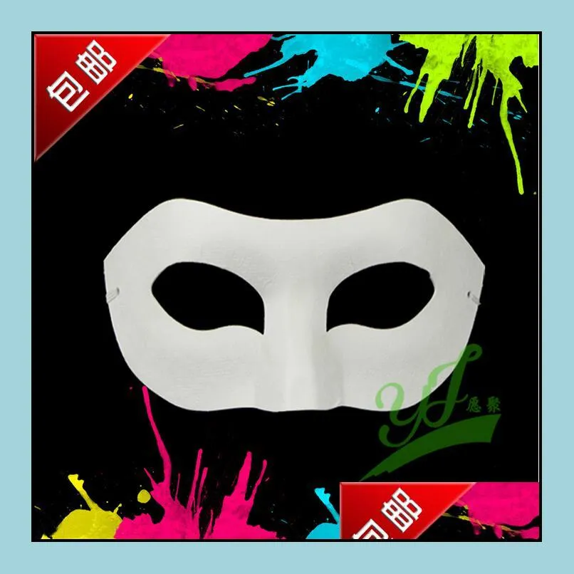 white half face mask halloween blank paper zorro mask diy hiphop mask handpainted masks street dancing 20pcs/lot