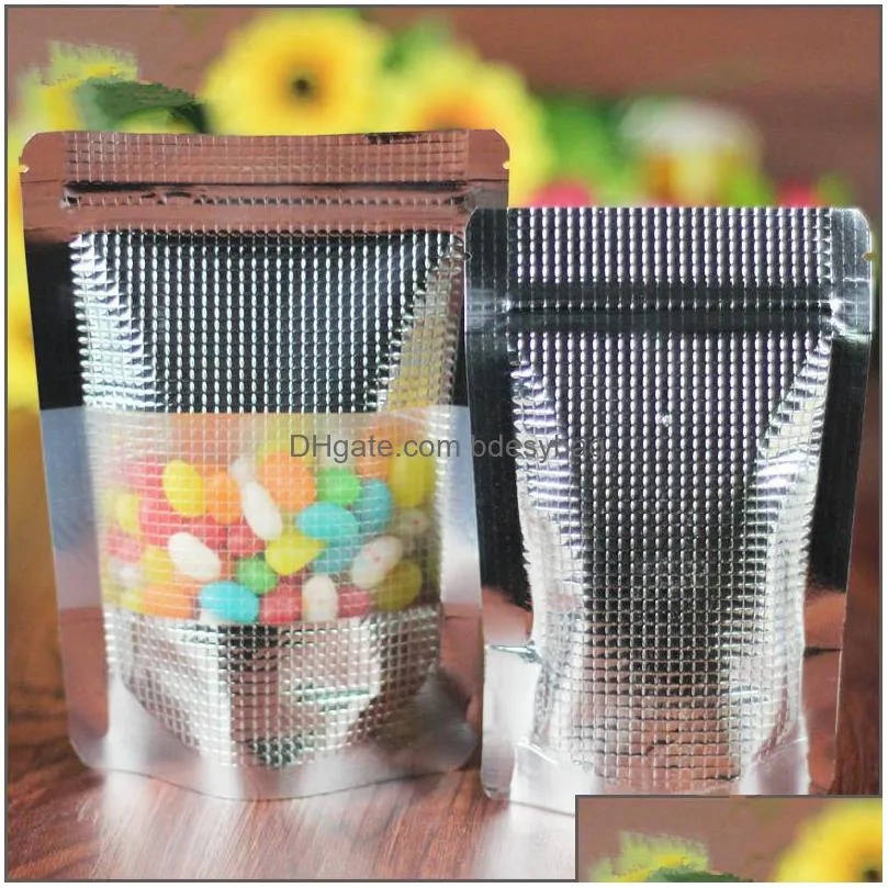 silver with window stand up aluminum foil bag self seal food storage doypack coffee tea snack party pouch bag lx1124