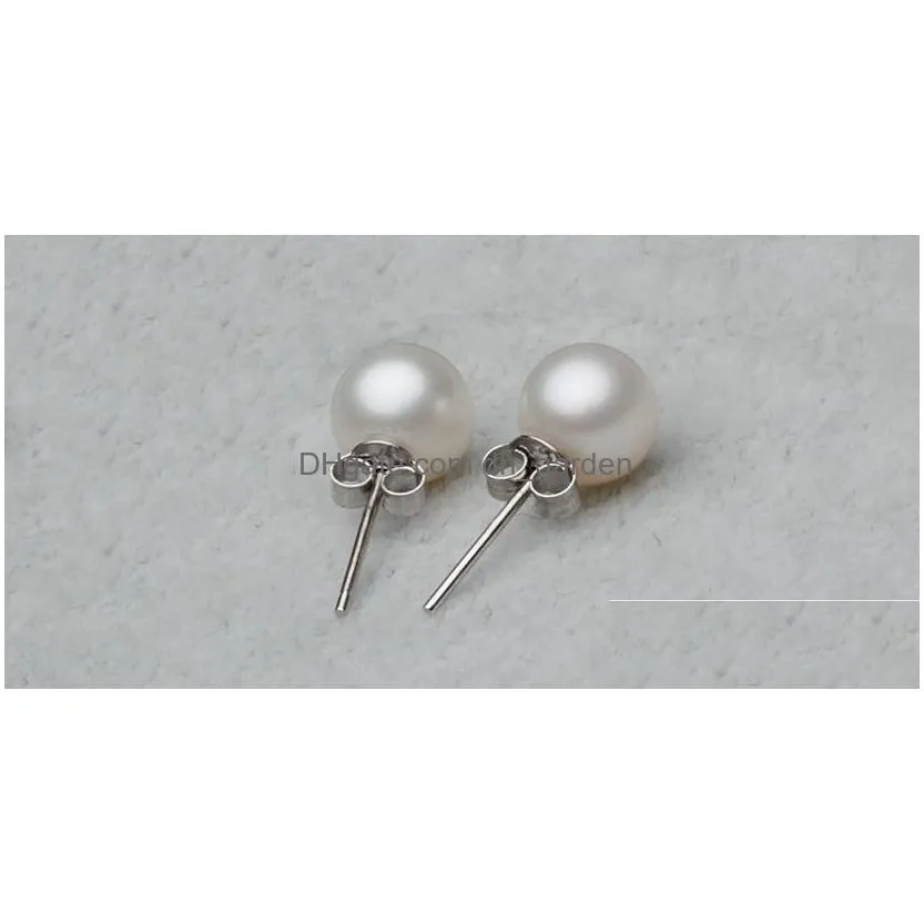  925 sterling silver pearl earring jewelry romantic charm simple 6/8/10 mm pearl ball earrings